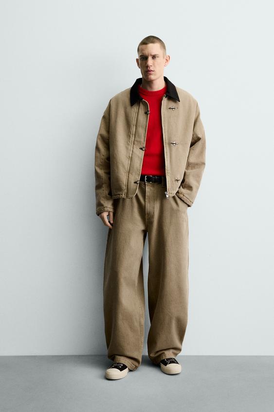 Oversized Toggle Closure Jacket — Khaki
