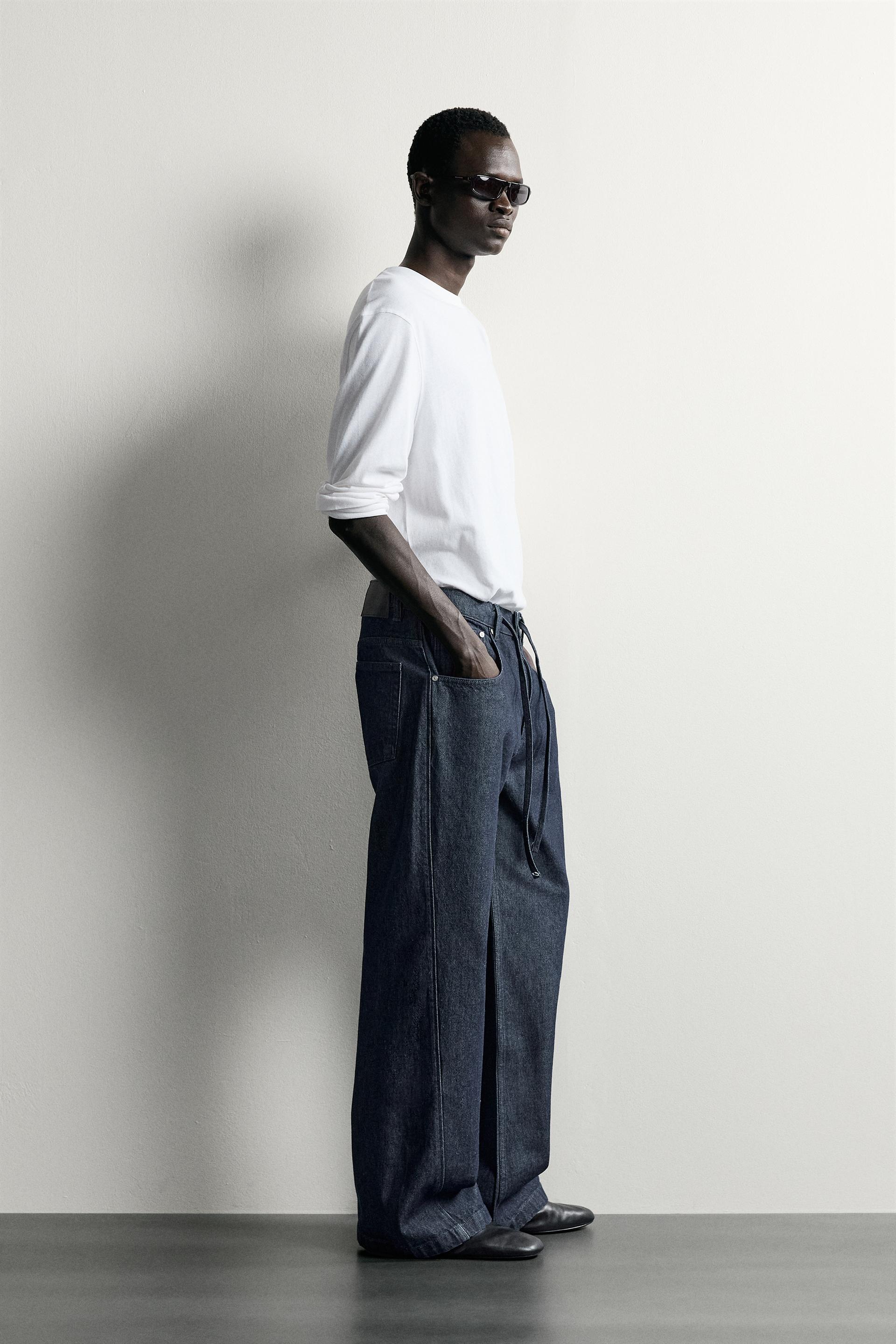 Zara JEANS RELAXED FIT COSTURA GIRADA — Indigo