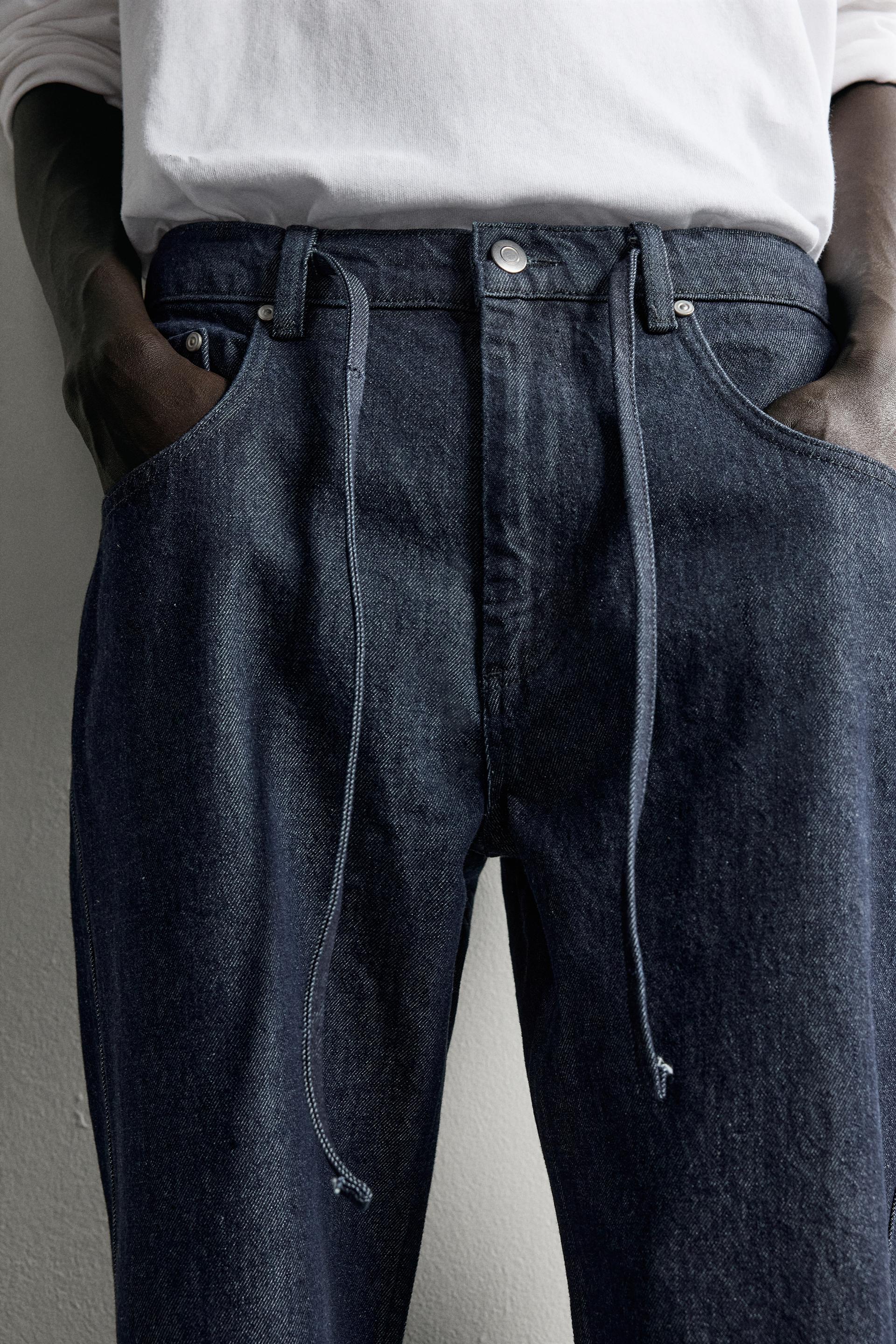 Zara JEANS RELAXED FIT COSTURA GIRADA — Indigo