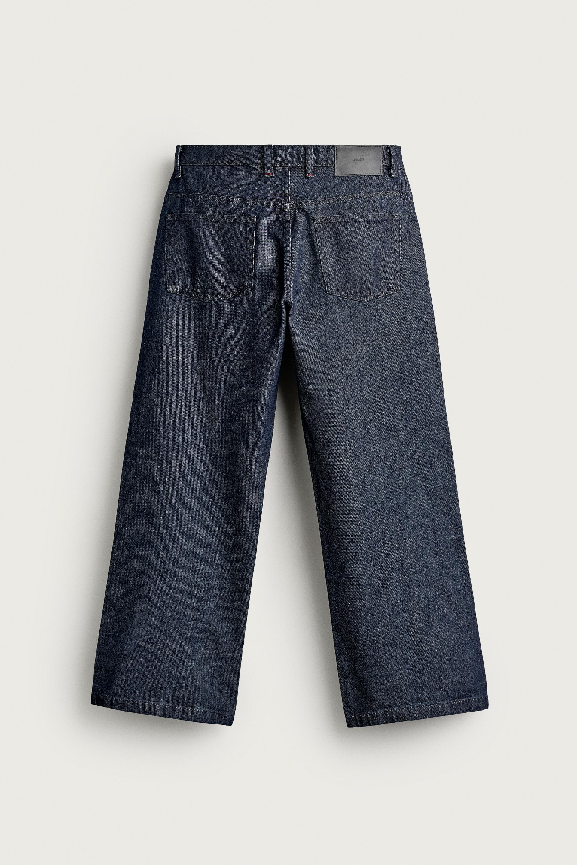 Zara JEANS RELAXED FIT COSTURA GIRADA — Indigo