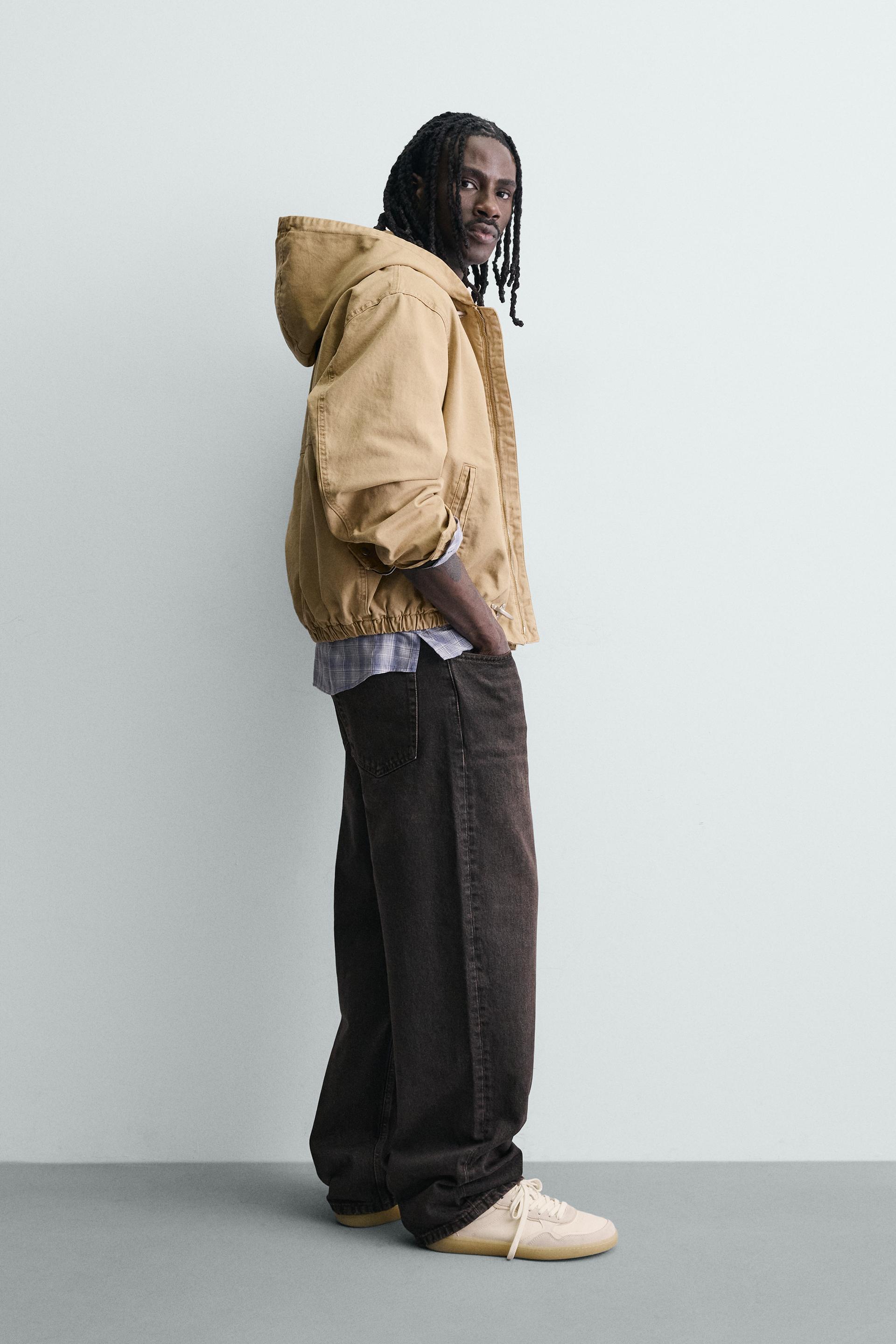 Zara RELAXED FIT HOODED FIREMAN CLASP JACKET — Beige