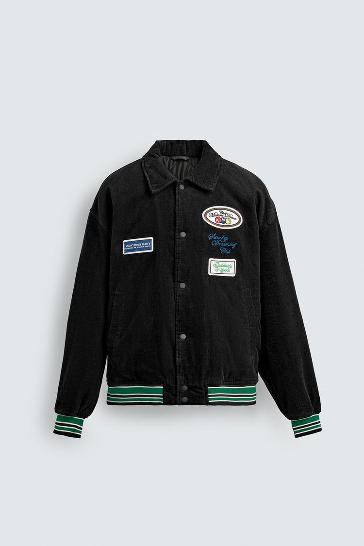 Zara Velvet Bomber Jacket — black