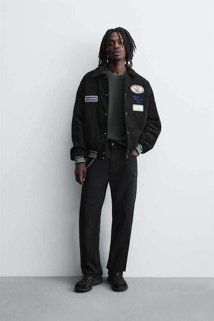 Zara Velvet Bomber Jacket — black