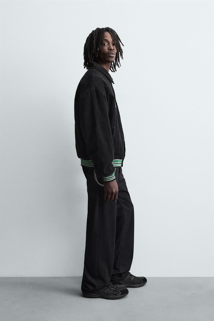 Zara Velvet Bomber Jacket — black