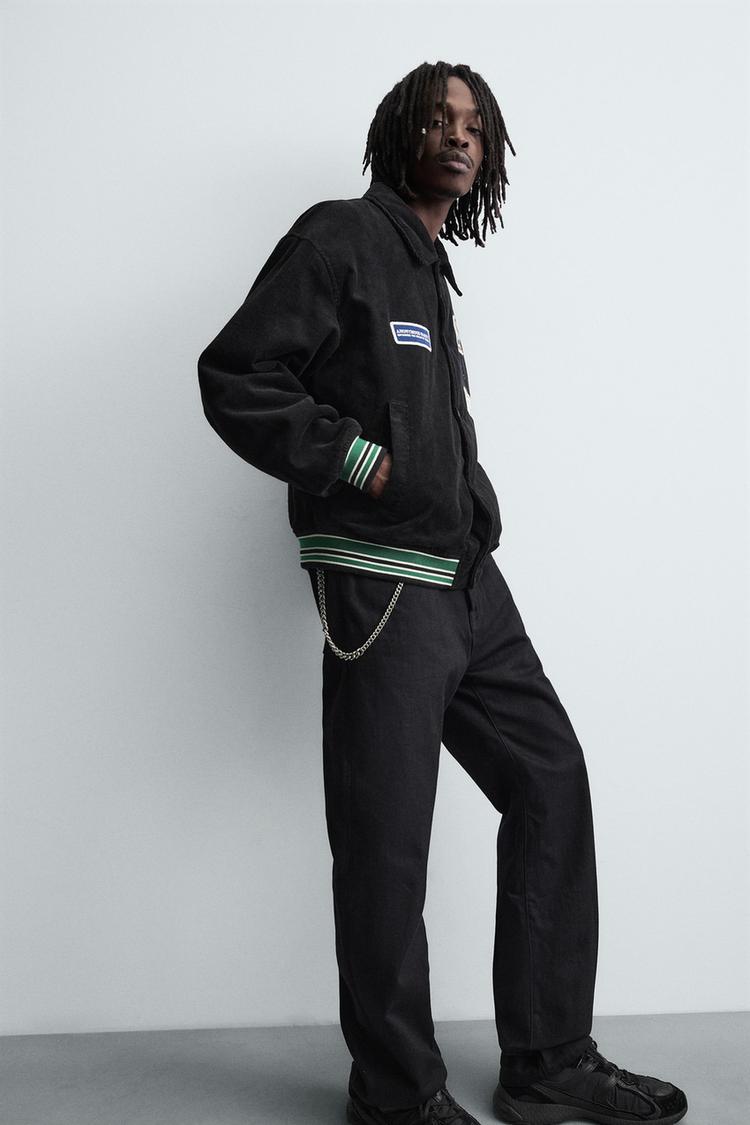 Zara Velvet Bomber Jacket — black