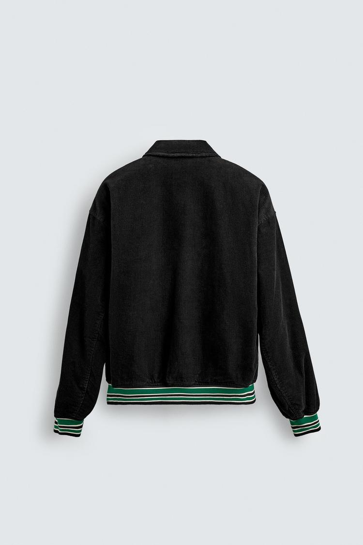 Zara Velvet Bomber Jacket — black