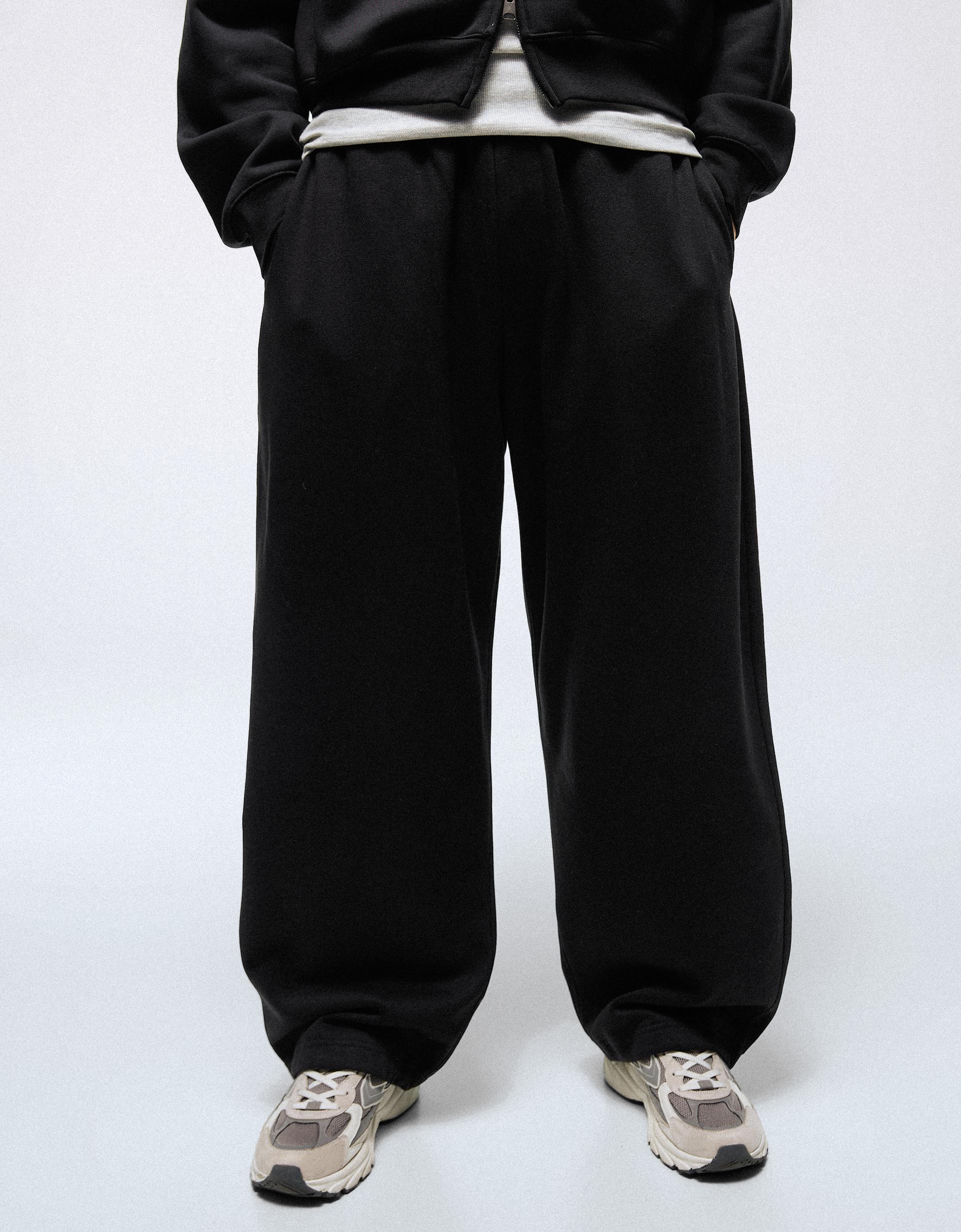 Bershka Pantalon balloon fit technique — Noir