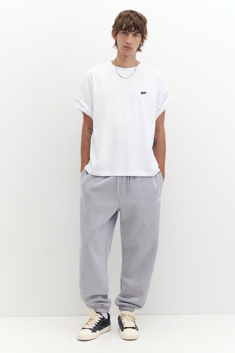 Pull&Bear Relaxed Fleece Joggers — grey