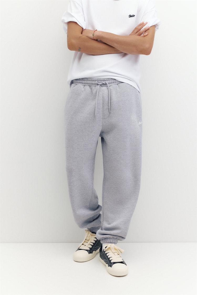 Pull&Bear Relaxed Fleece Joggers — grey