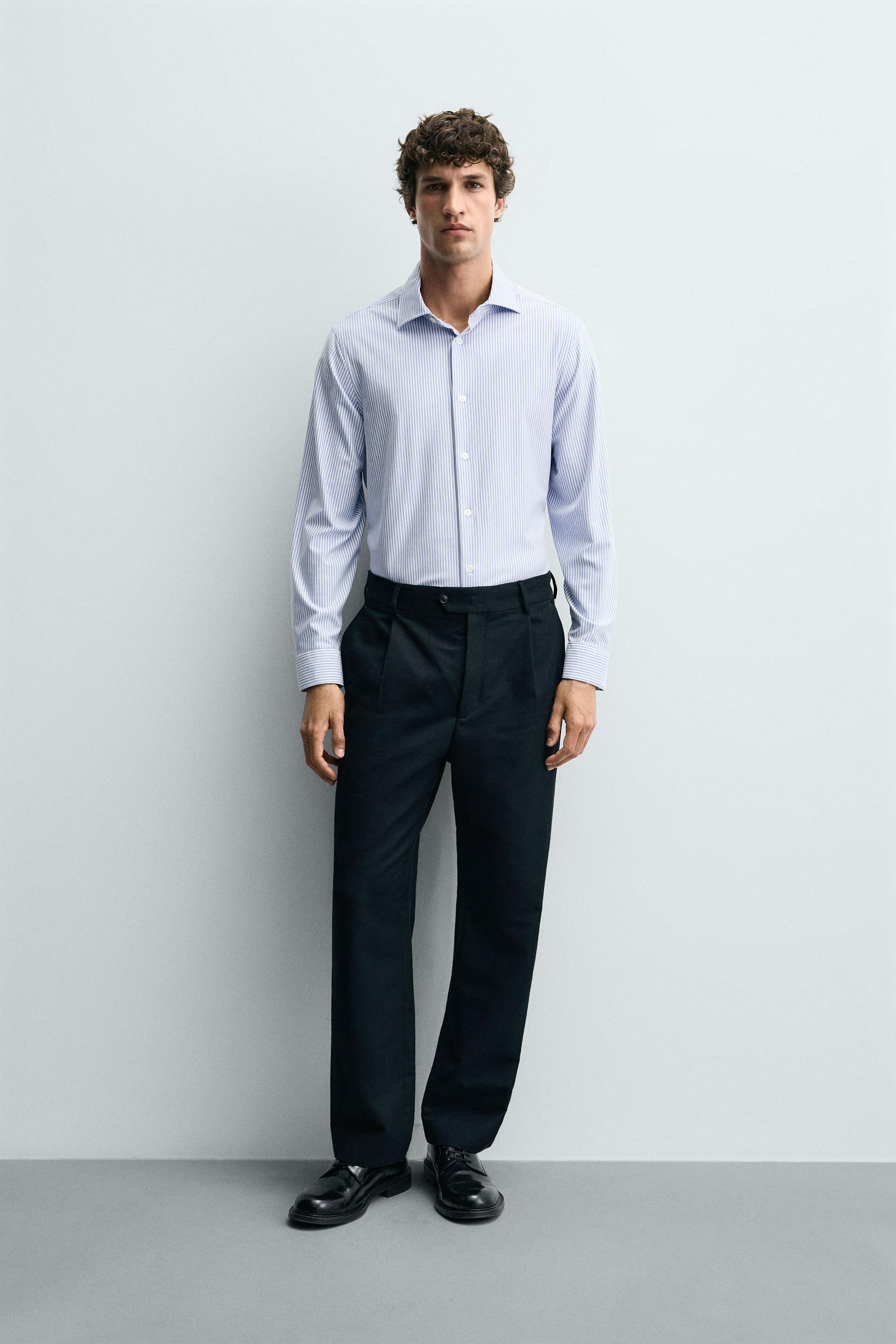 Zara CHEMISE regular fit — Bleu / Blanc