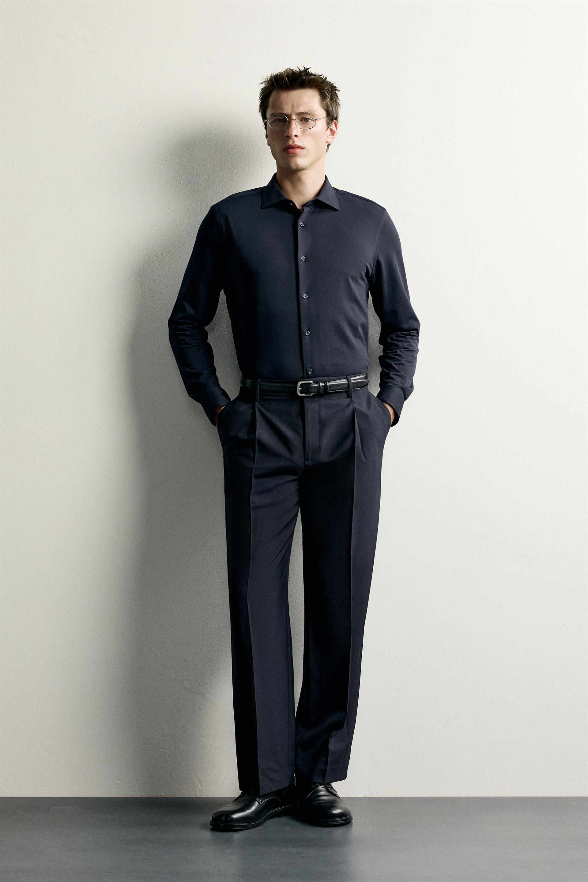 Zara CHEMISE regular fit — Bleu marine