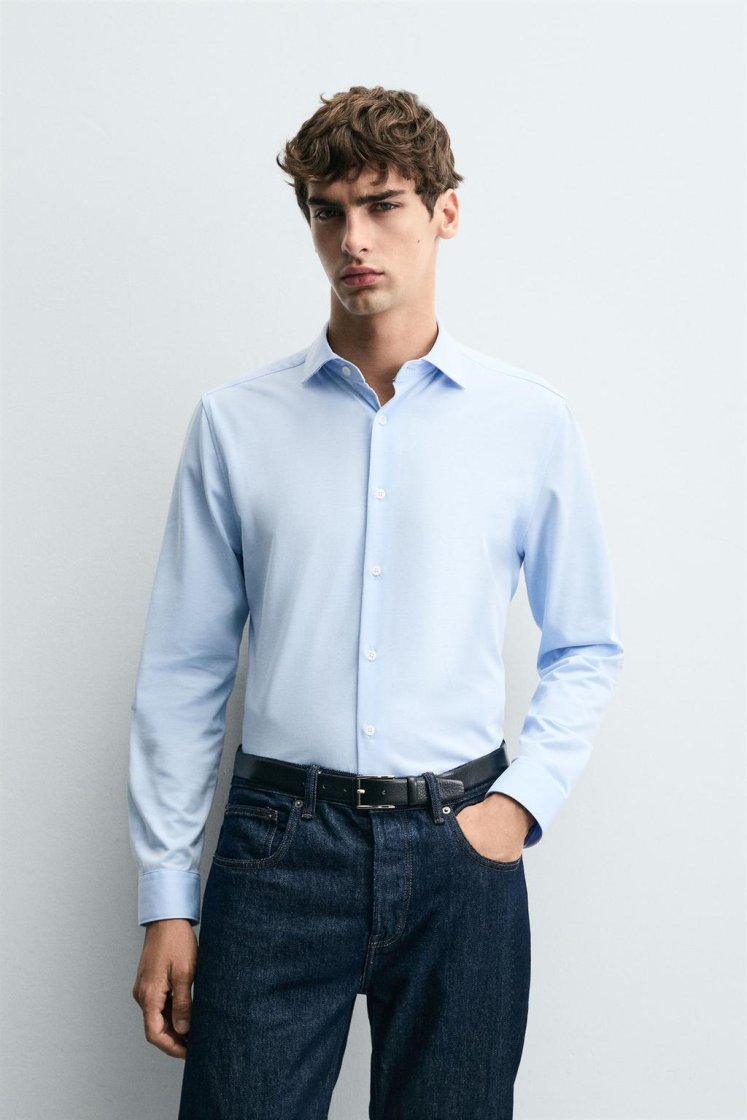 Zara CHEMISE regular fit — Bleu ciel