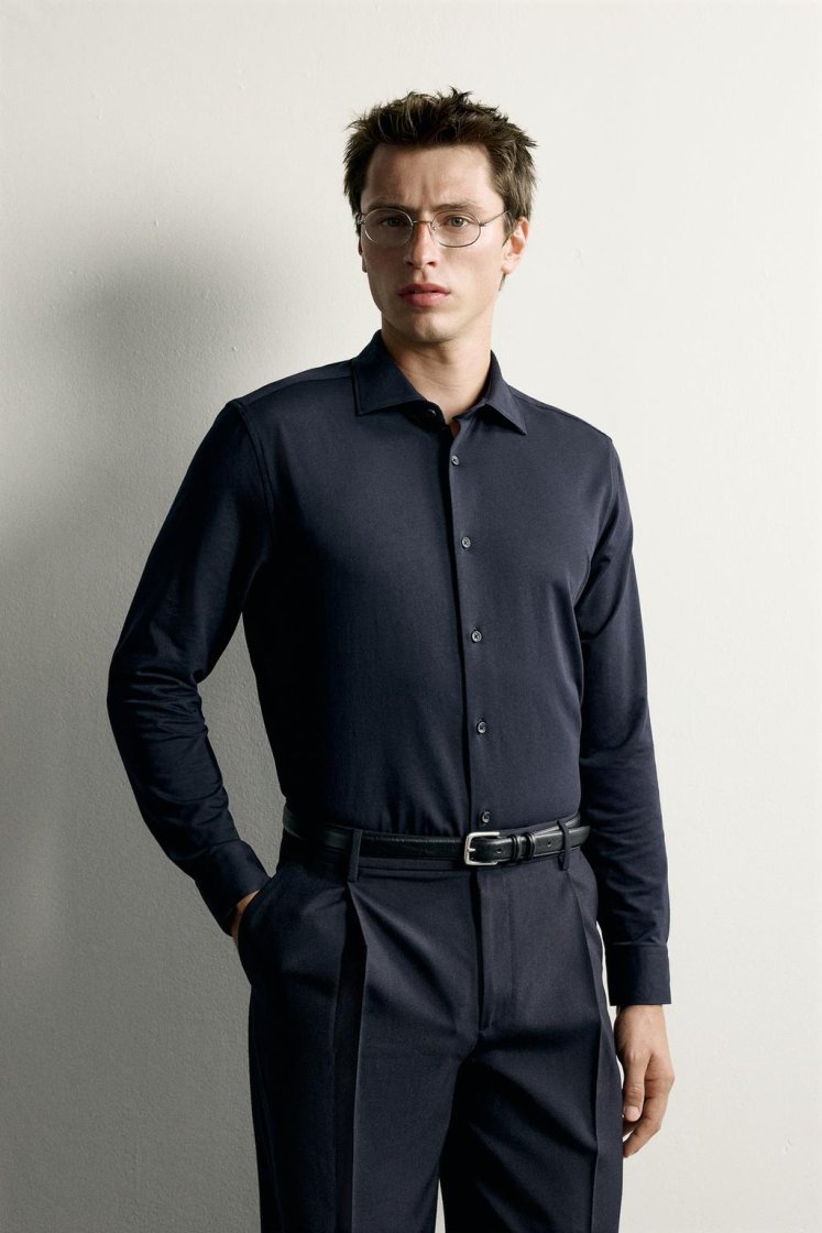 Zara CHEMISE regular fit — Bleu marine