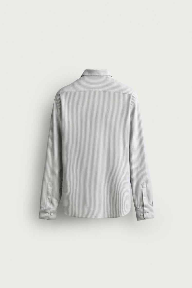 Zara CHEMISE regular fit — Vert / Écru