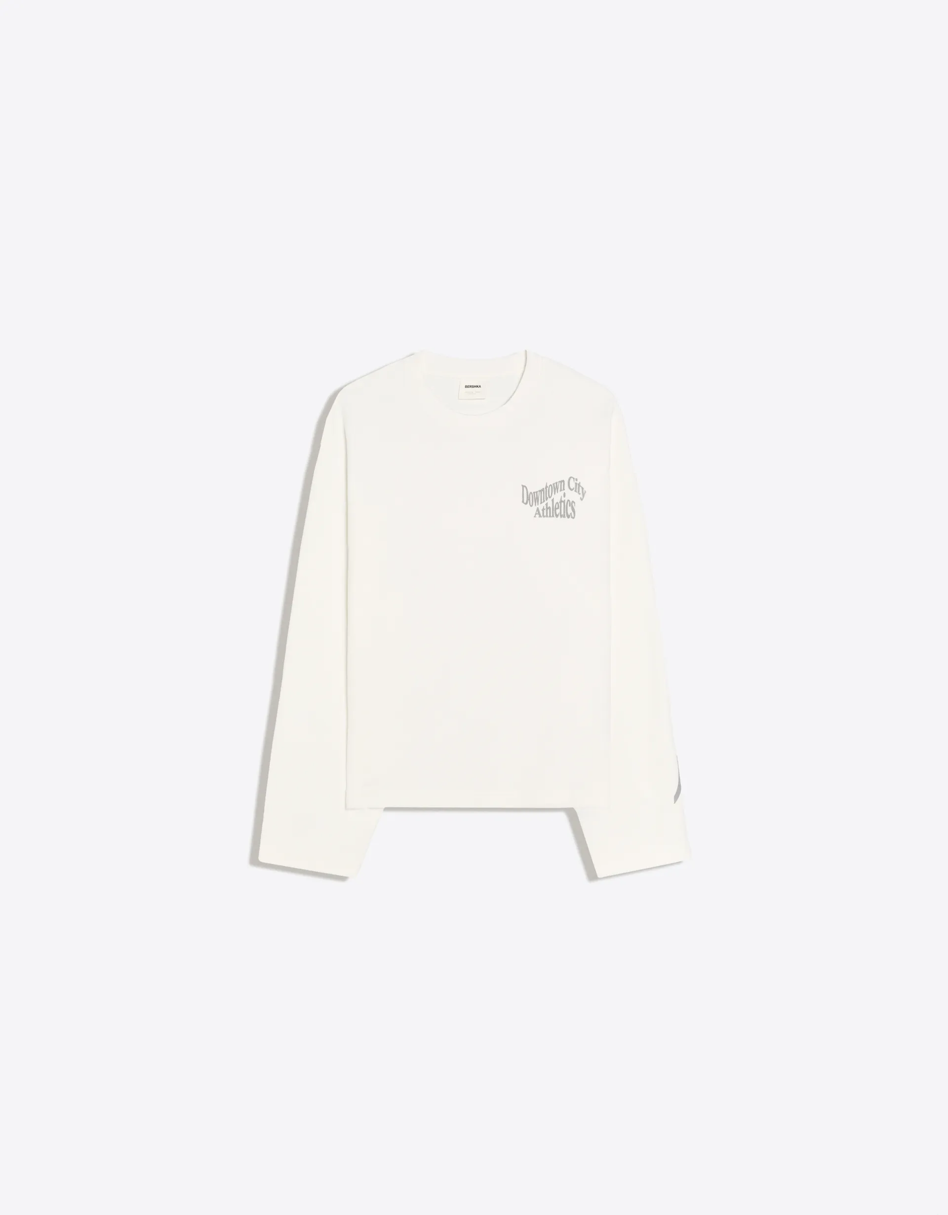 Bershka Plush Printed Sweatshirt — White
