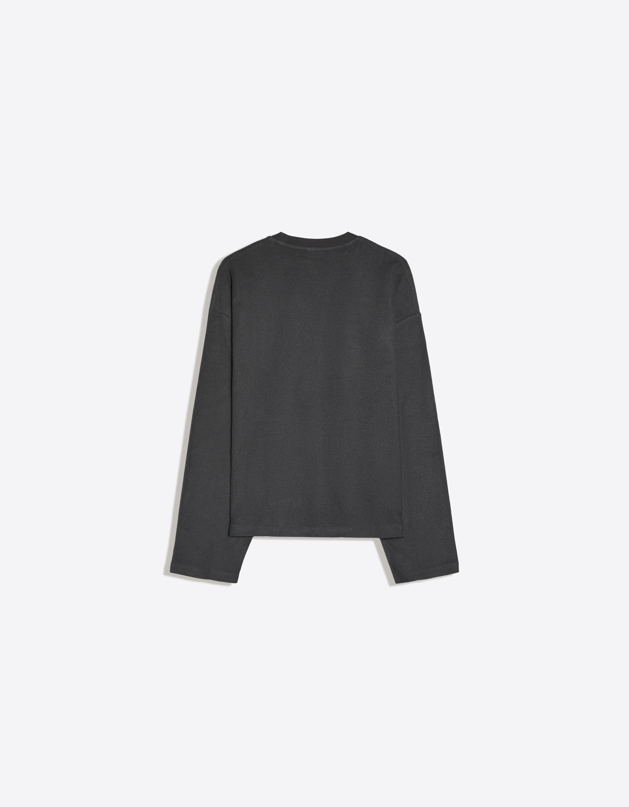 Bershka Plush Printed Sweatshirt — Navy