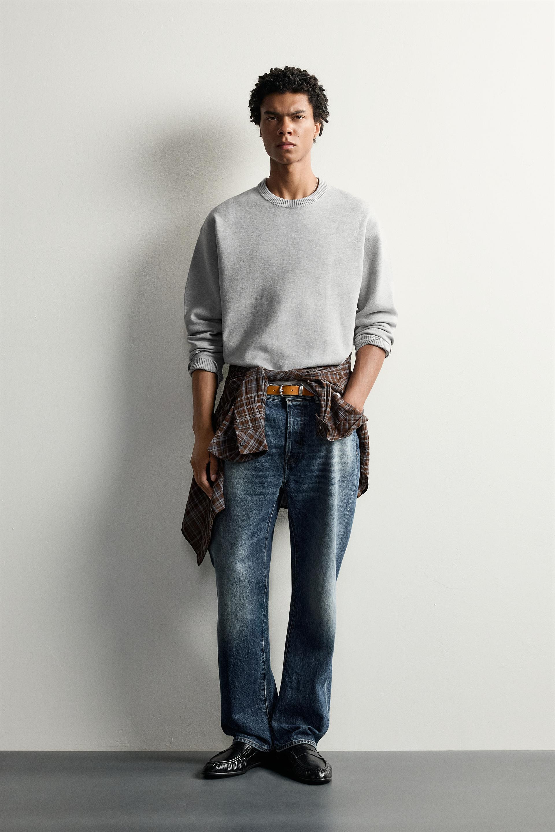 Zara Soft Relaxed Knit Pullover — Gris chiné