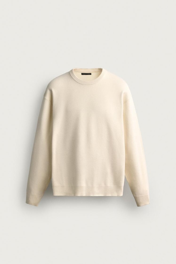 Zara Soft Relaxed Knit Pullover — Blanc cassé