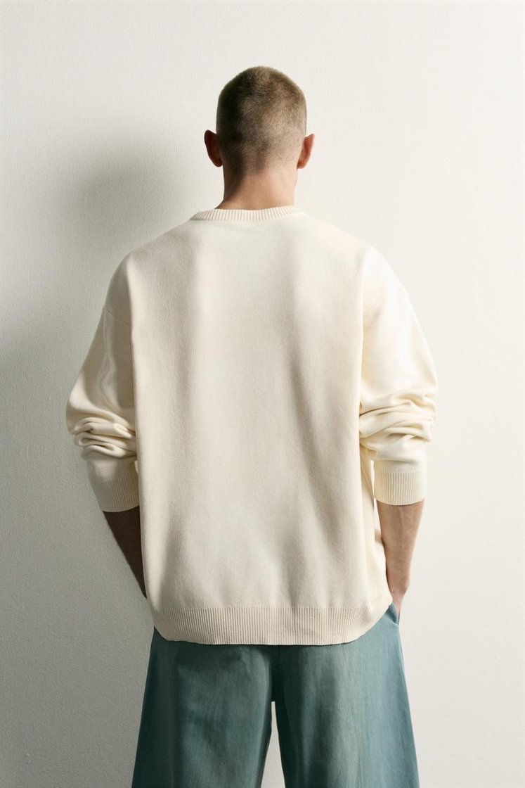Zara Soft Relaxed Knit Pullover — Blanc cassé