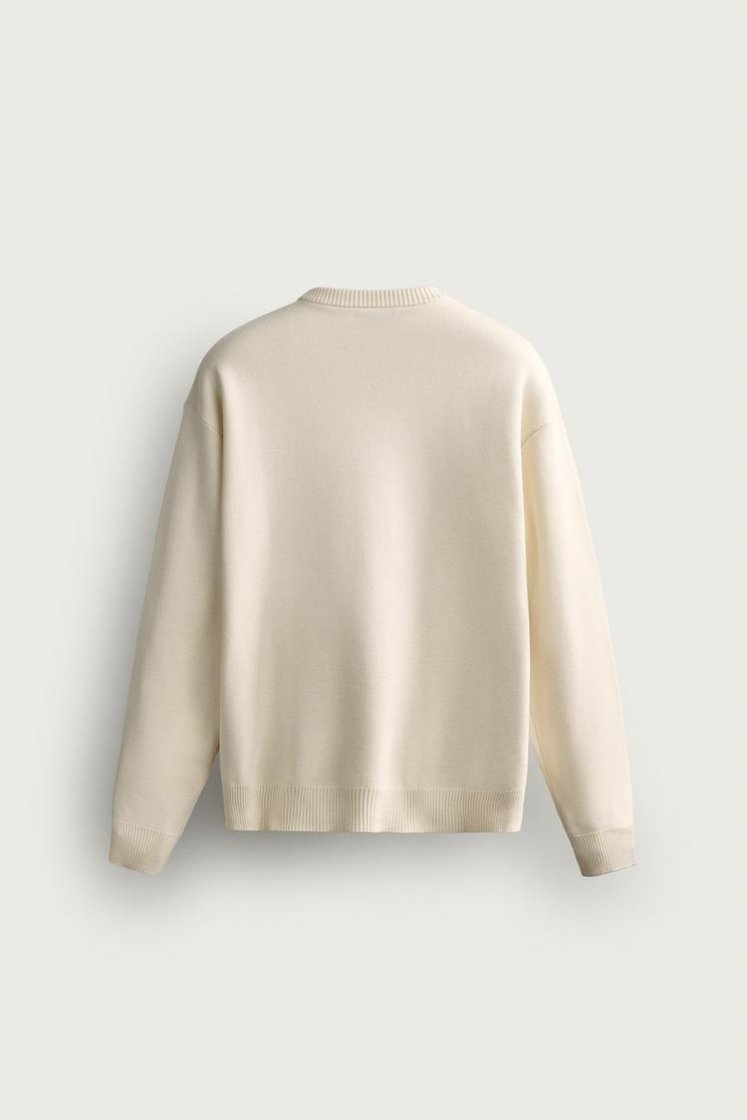 Zara Soft Relaxed Knit Pullover — Blanc cassé