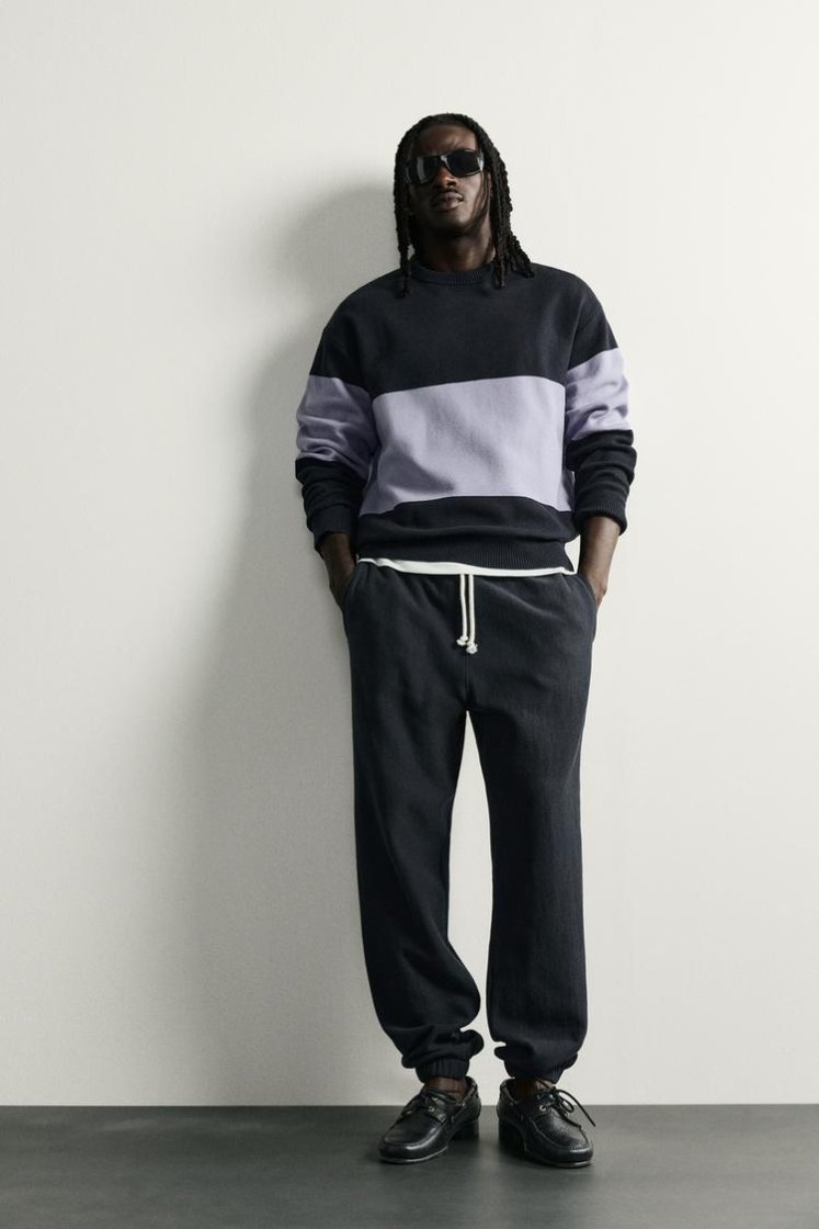 Zara Soft Relaxed Knit Pullover — Bleu / Bleu marine
