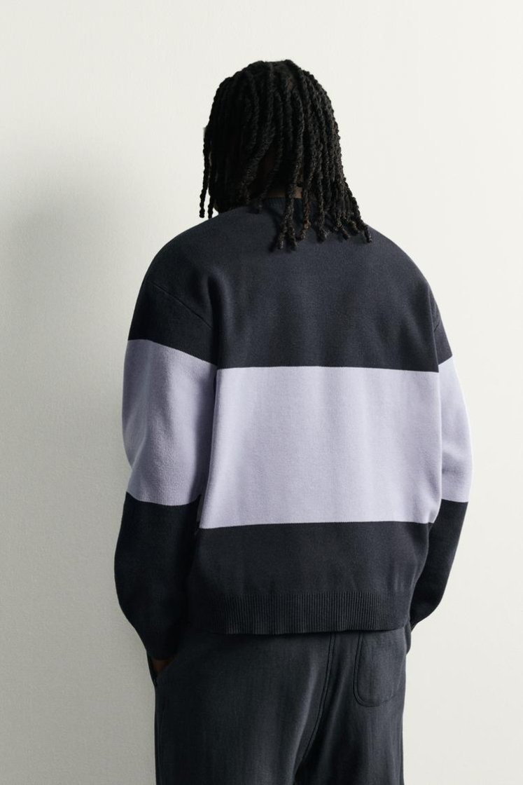 Zara Soft Relaxed Knit Pullover — Bleu / Bleu marine