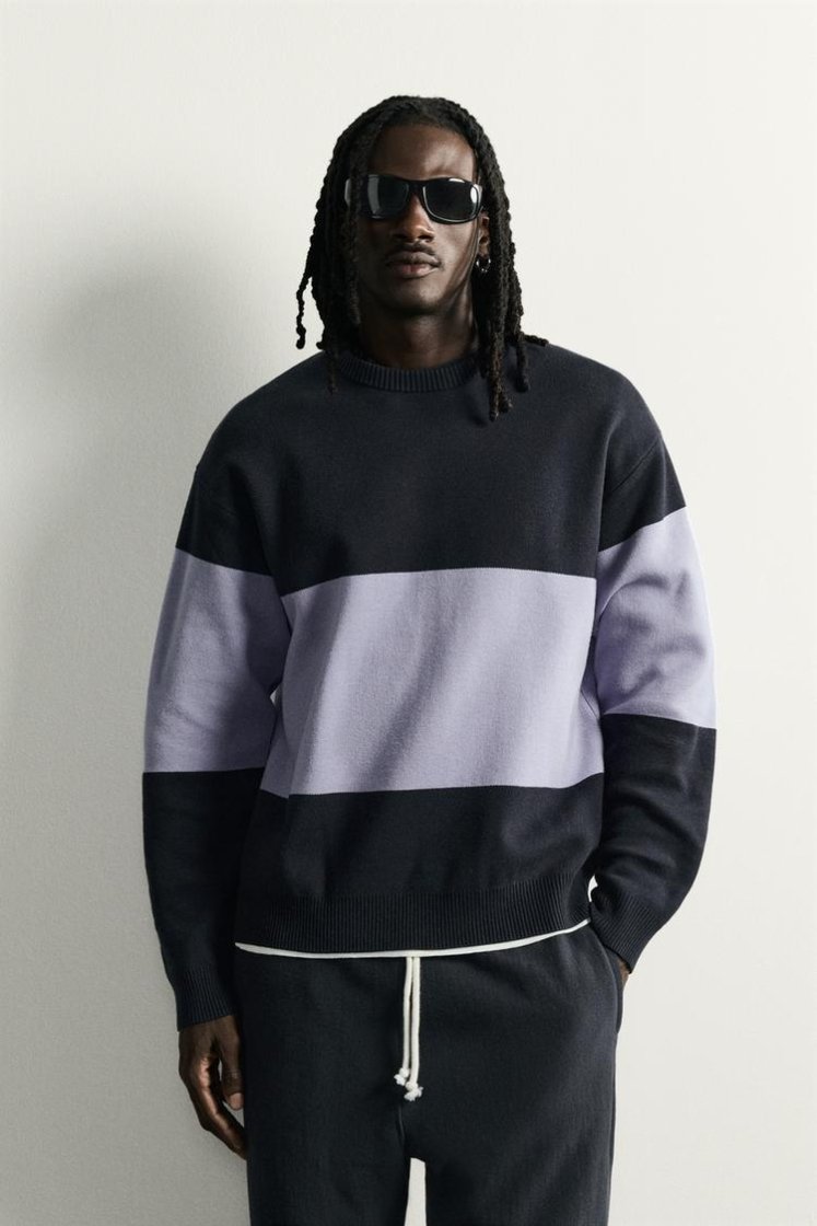 Zara Soft Relaxed Knit Pullover — Bleu / Bleu marine