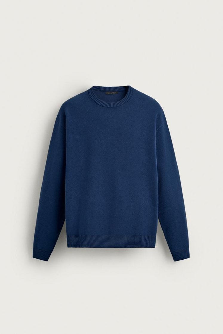Zara Soft Relaxed Knit Pullover — Bleu roi