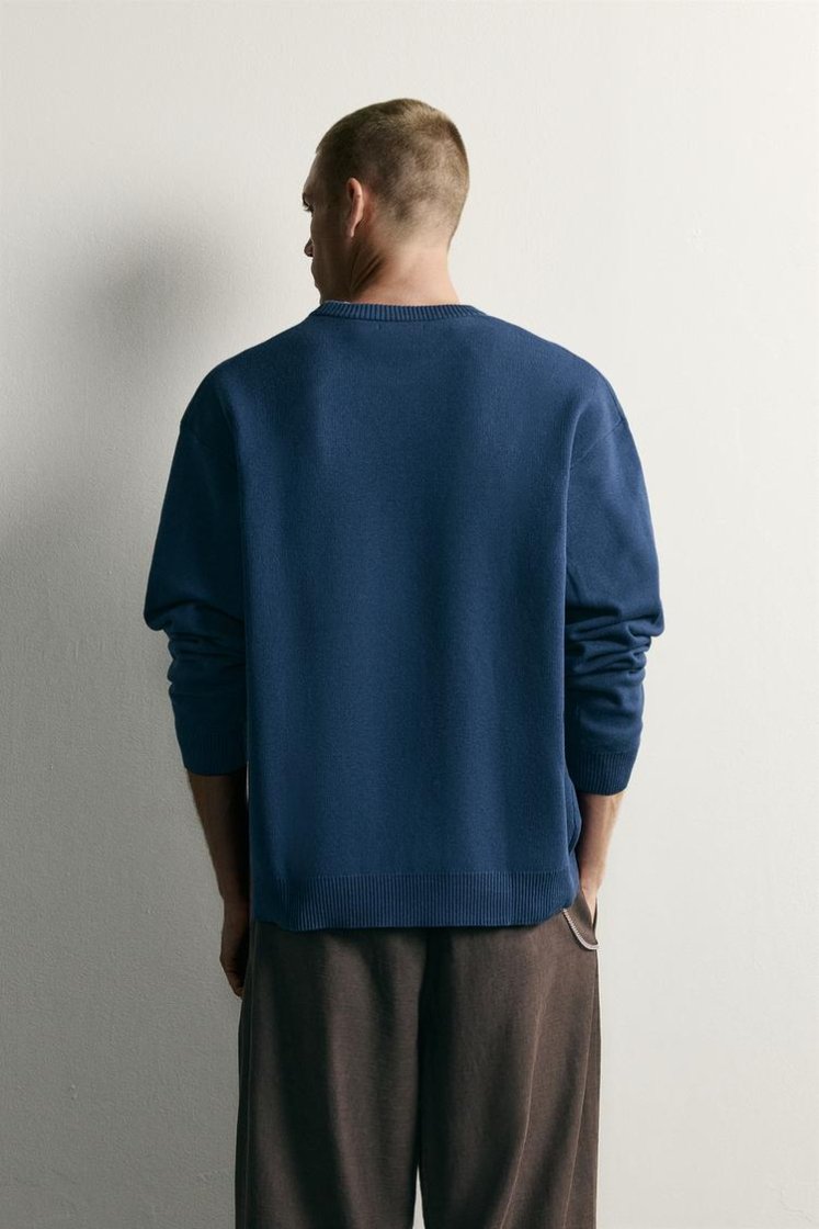 Zara Soft Relaxed Knit Pullover — Bleu roi
