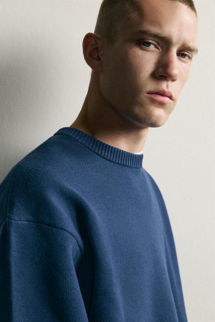 Zara Soft Relaxed Knit Pullover — Bleu roi