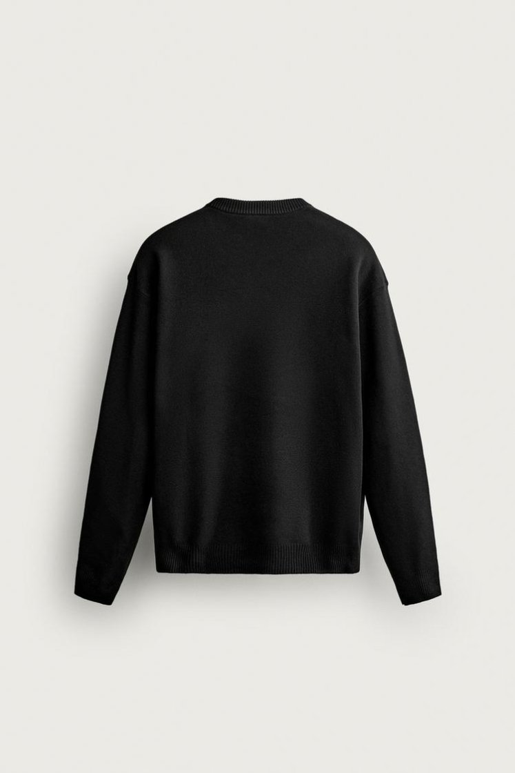 Zara Soft Relaxed Knit Pullover — Noir