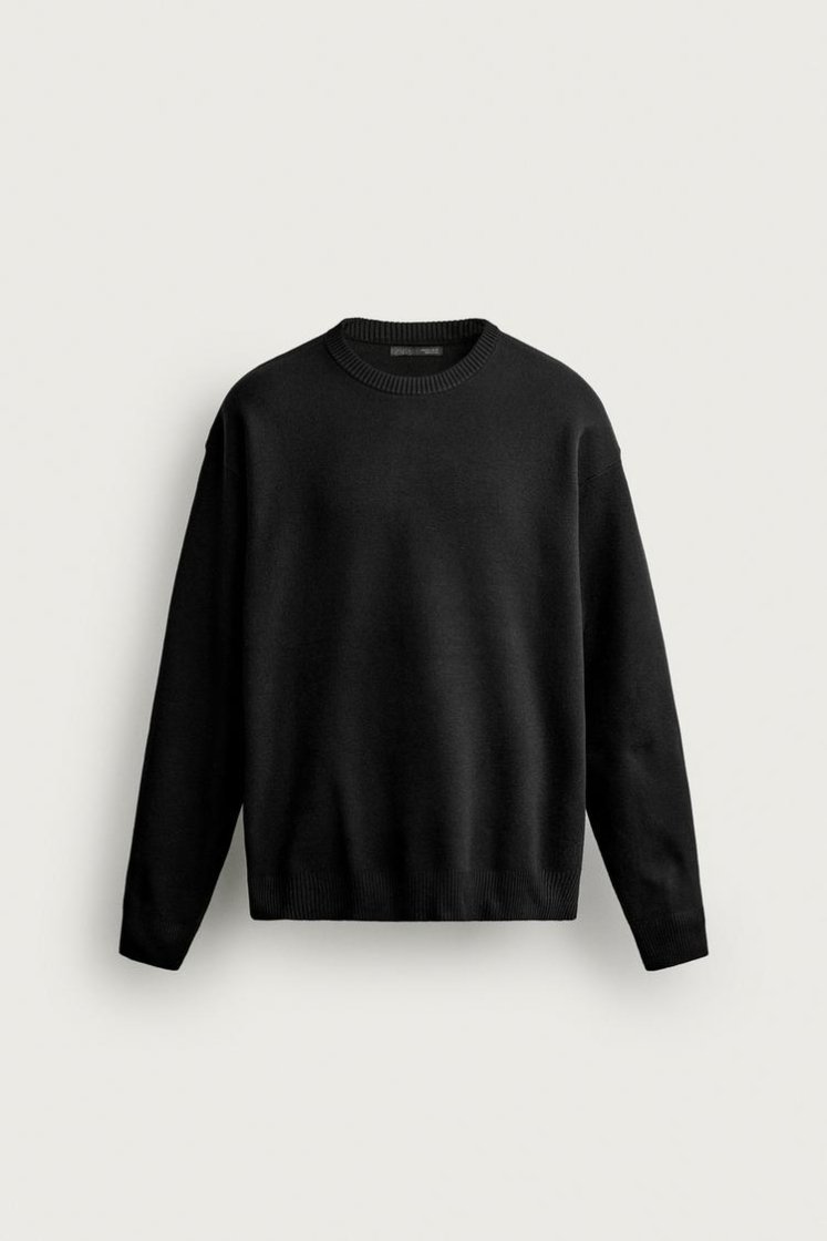 Zara Soft Relaxed Knit Pullover — Noir