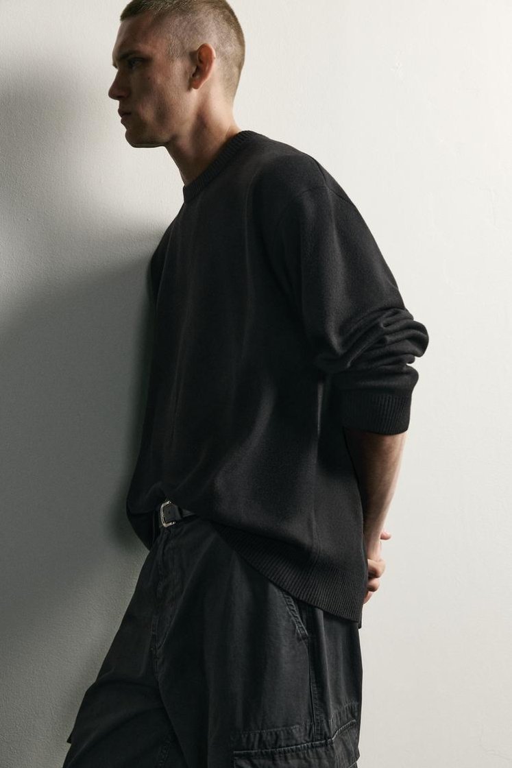 Zara Soft Relaxed Knit Pullover — Noir