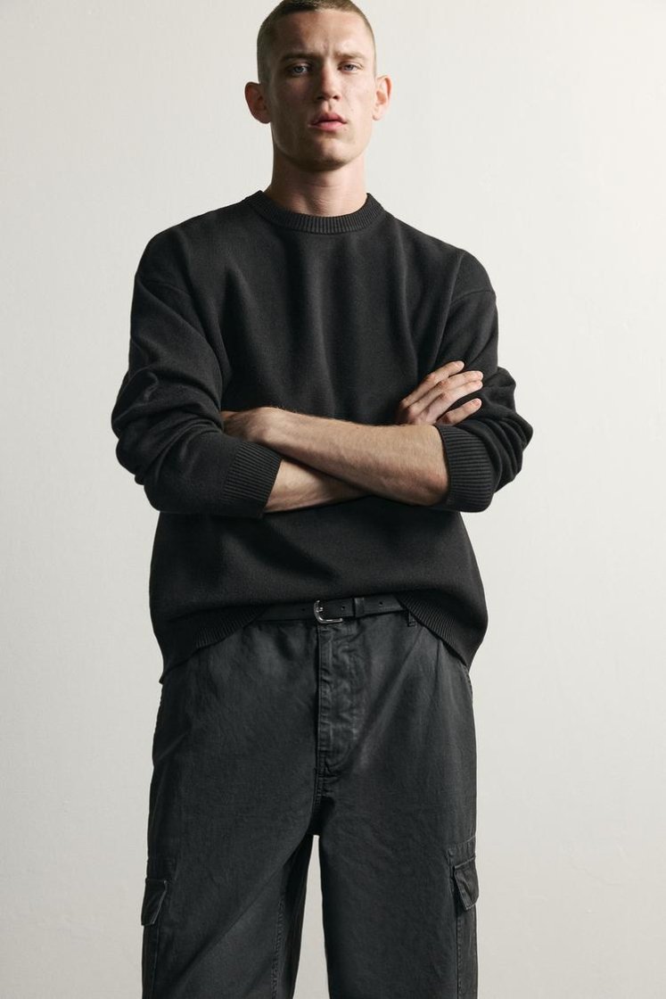 Zara Soft Relaxed Knit Pullover — Noir