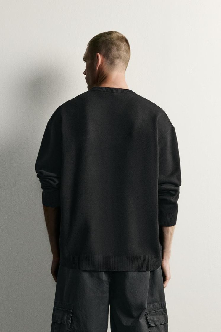 Zara Soft Relaxed Knit Pullover — Noir