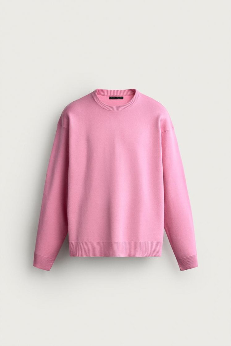 Zara Soft Relaxed Knit Pullover — Rose