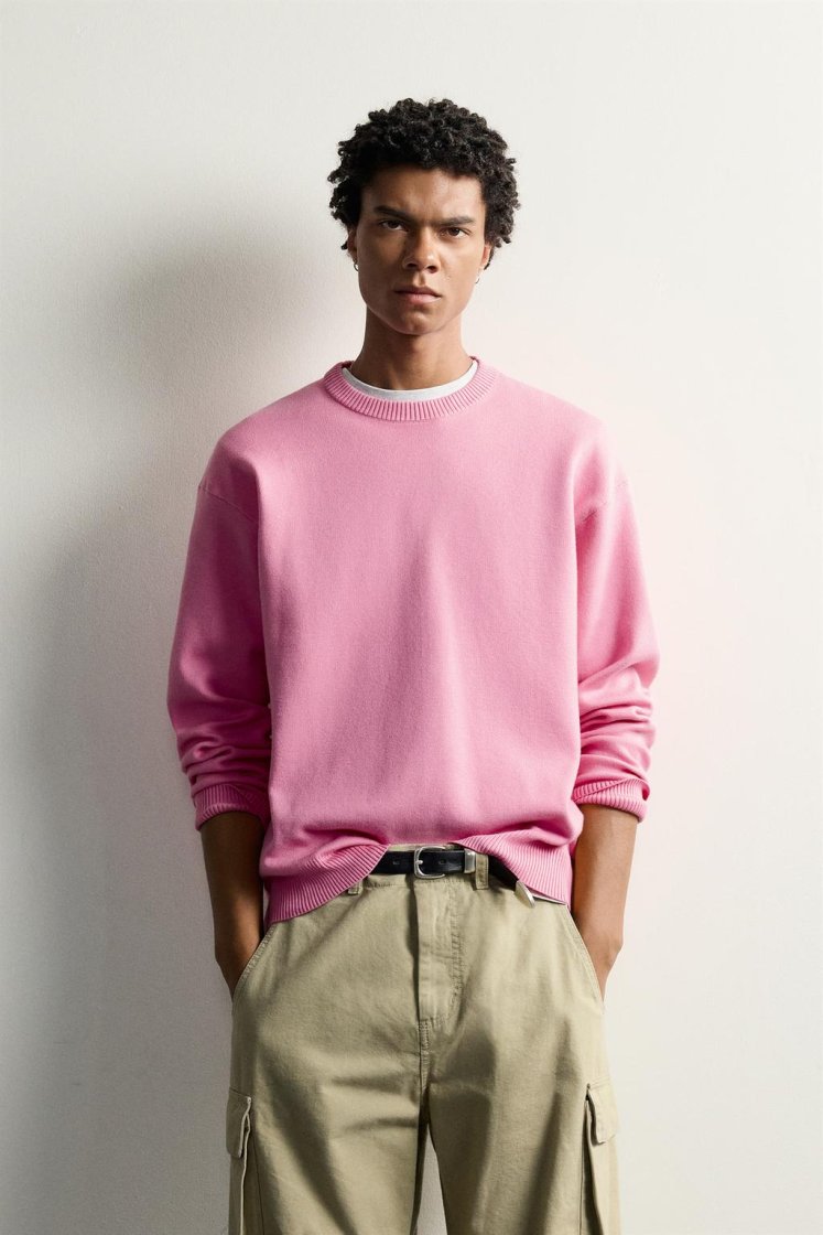 Zara Soft Relaxed Knit Pullover — Rose