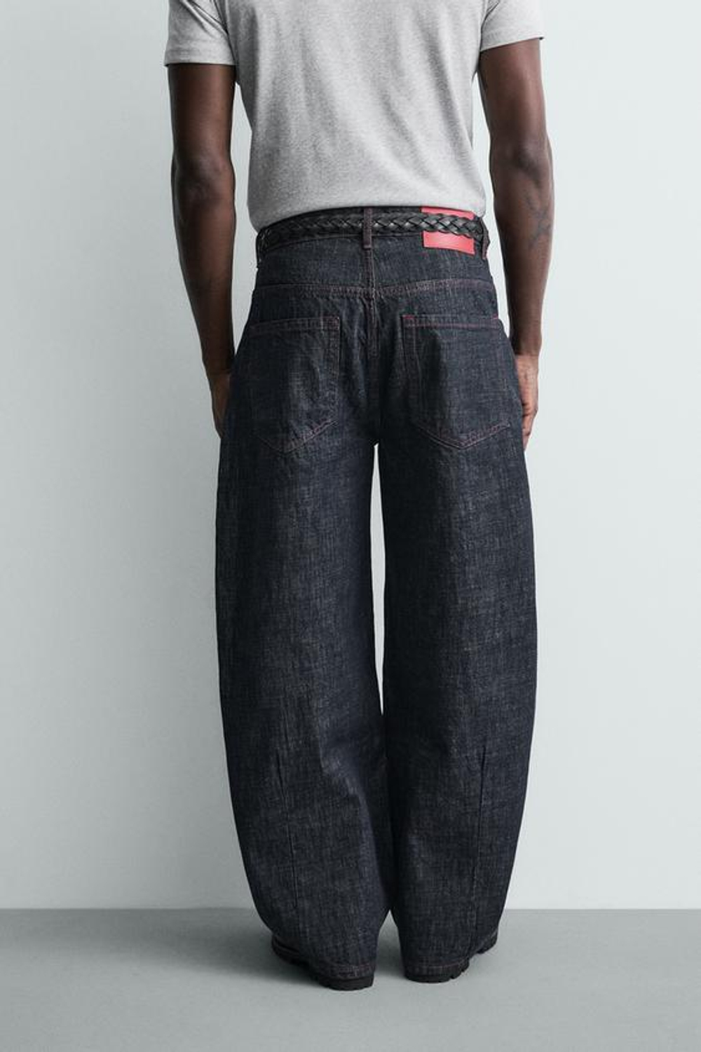 Zara Wide-Leg Denim Jeans — Dark Blue
