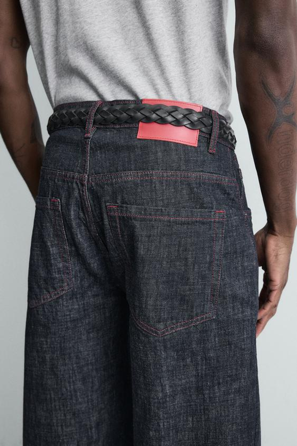 Zara Wide-Leg Denim Jeans — Dark Blue