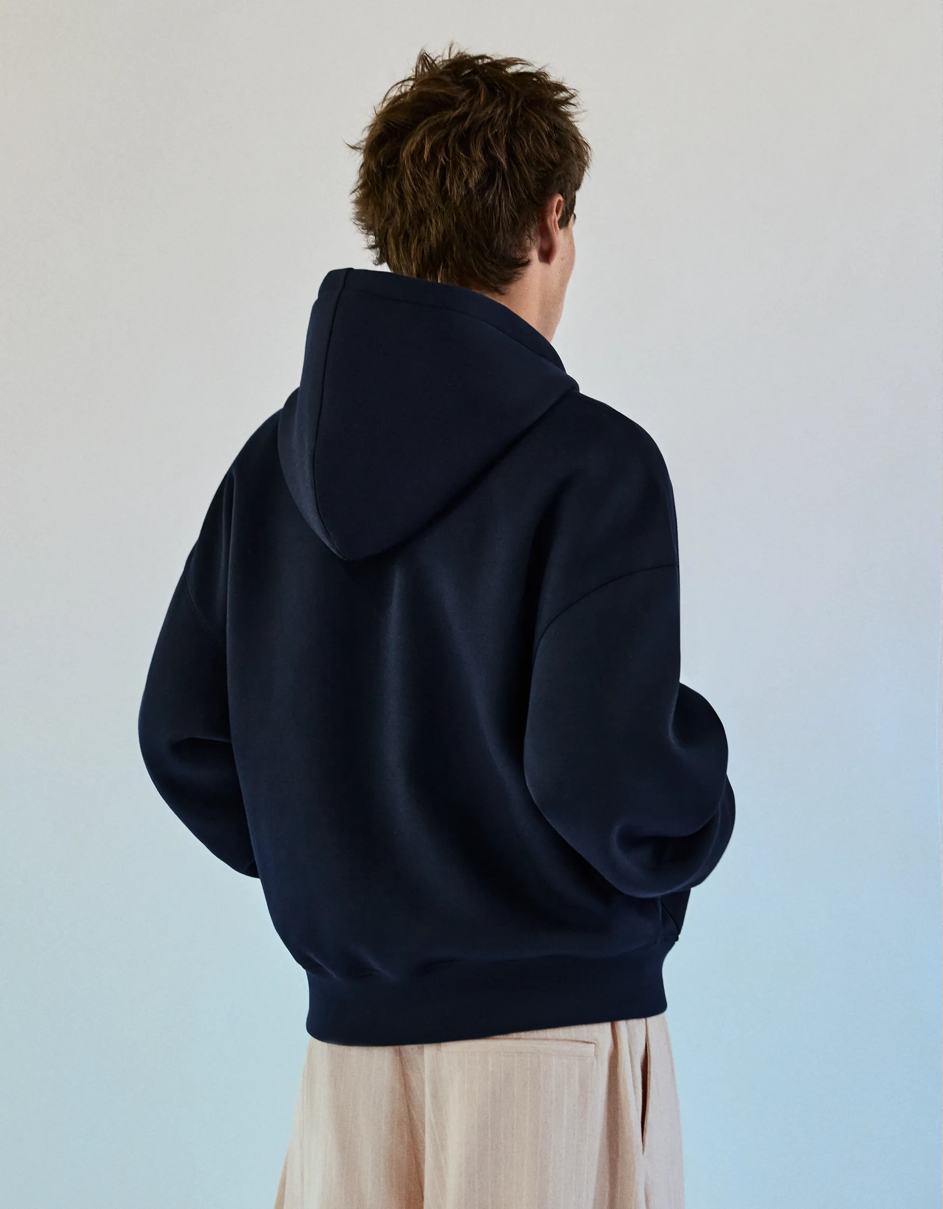 Bershka Contrast print hood sweatshirt