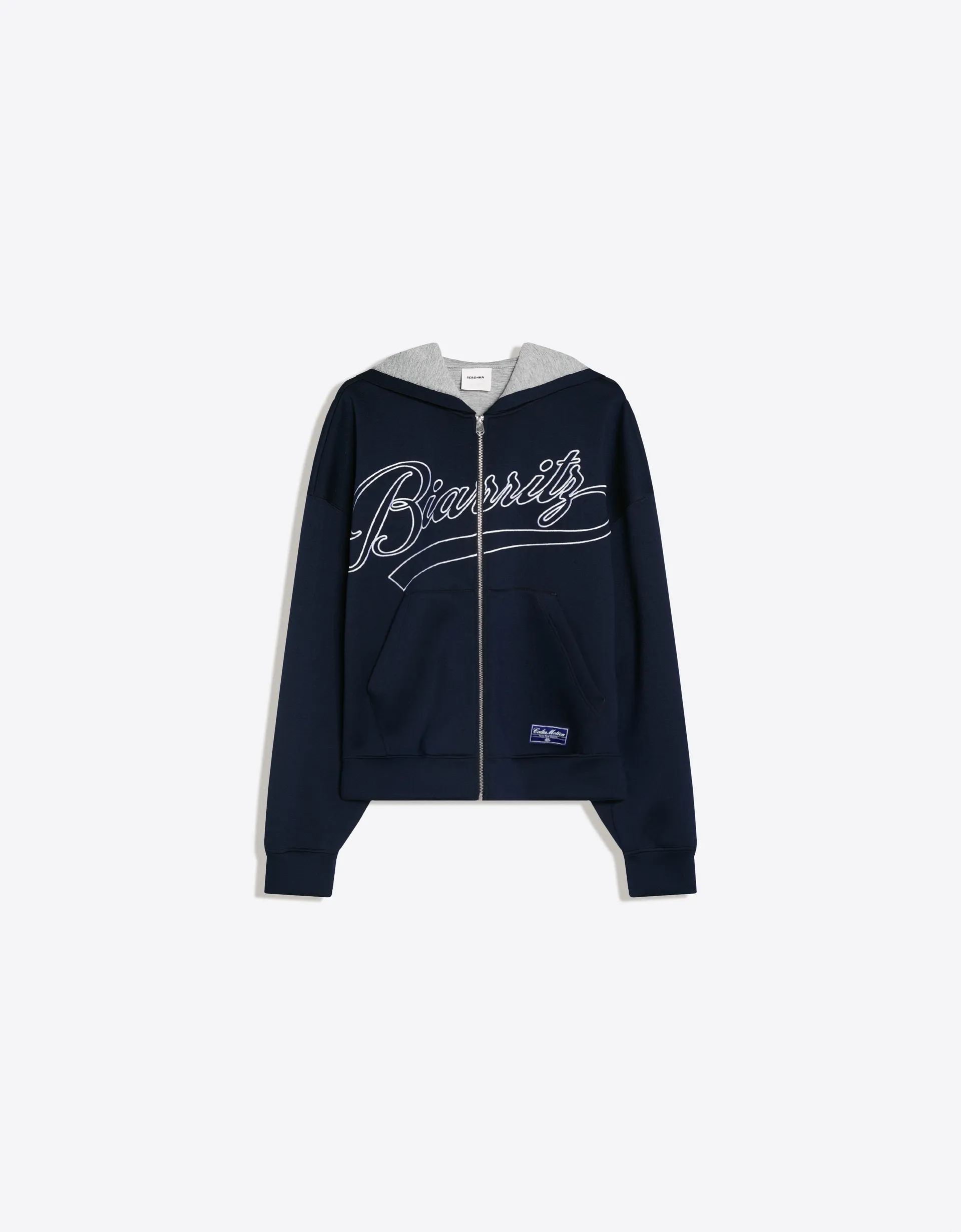 Bershka Contrast print hood sweatshirt