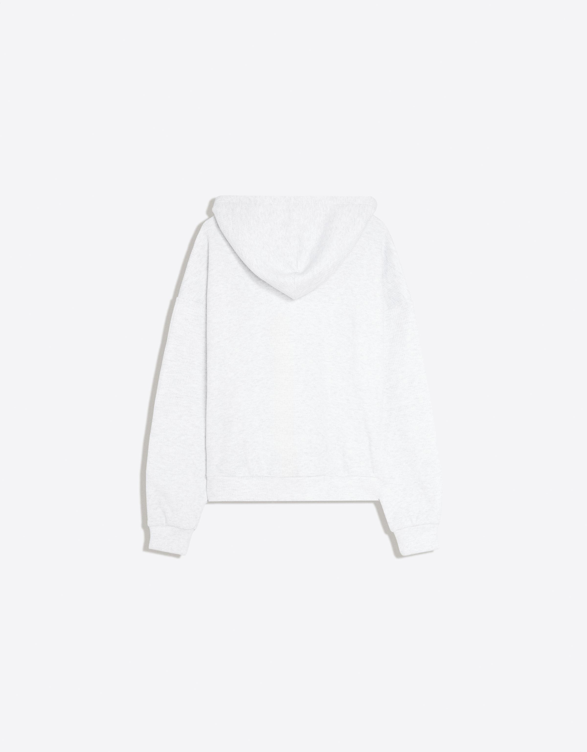 Bershka Embroidered waffle-knit hood sweatshirt — Grey