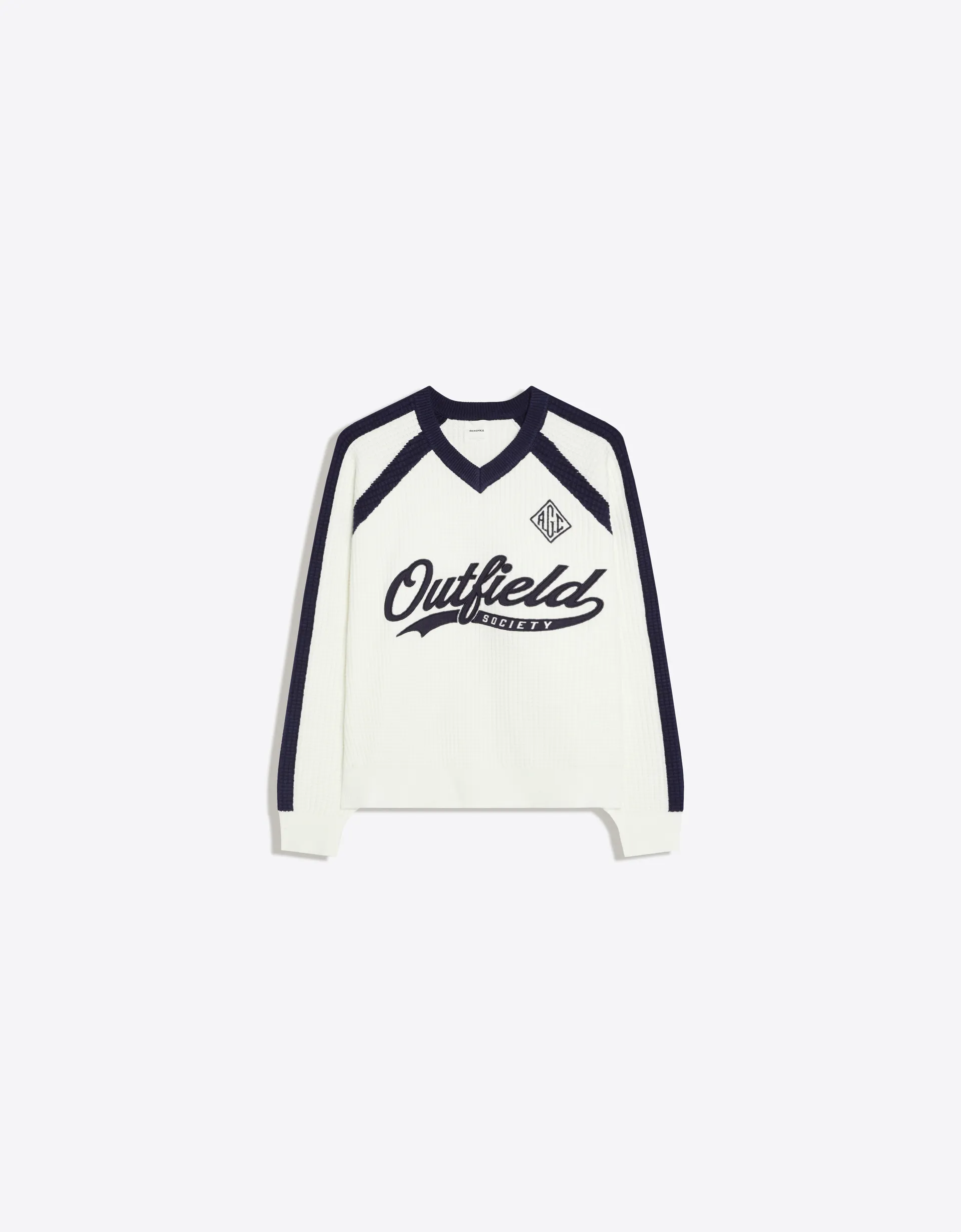 Bershka Pull col V brodé contrastant