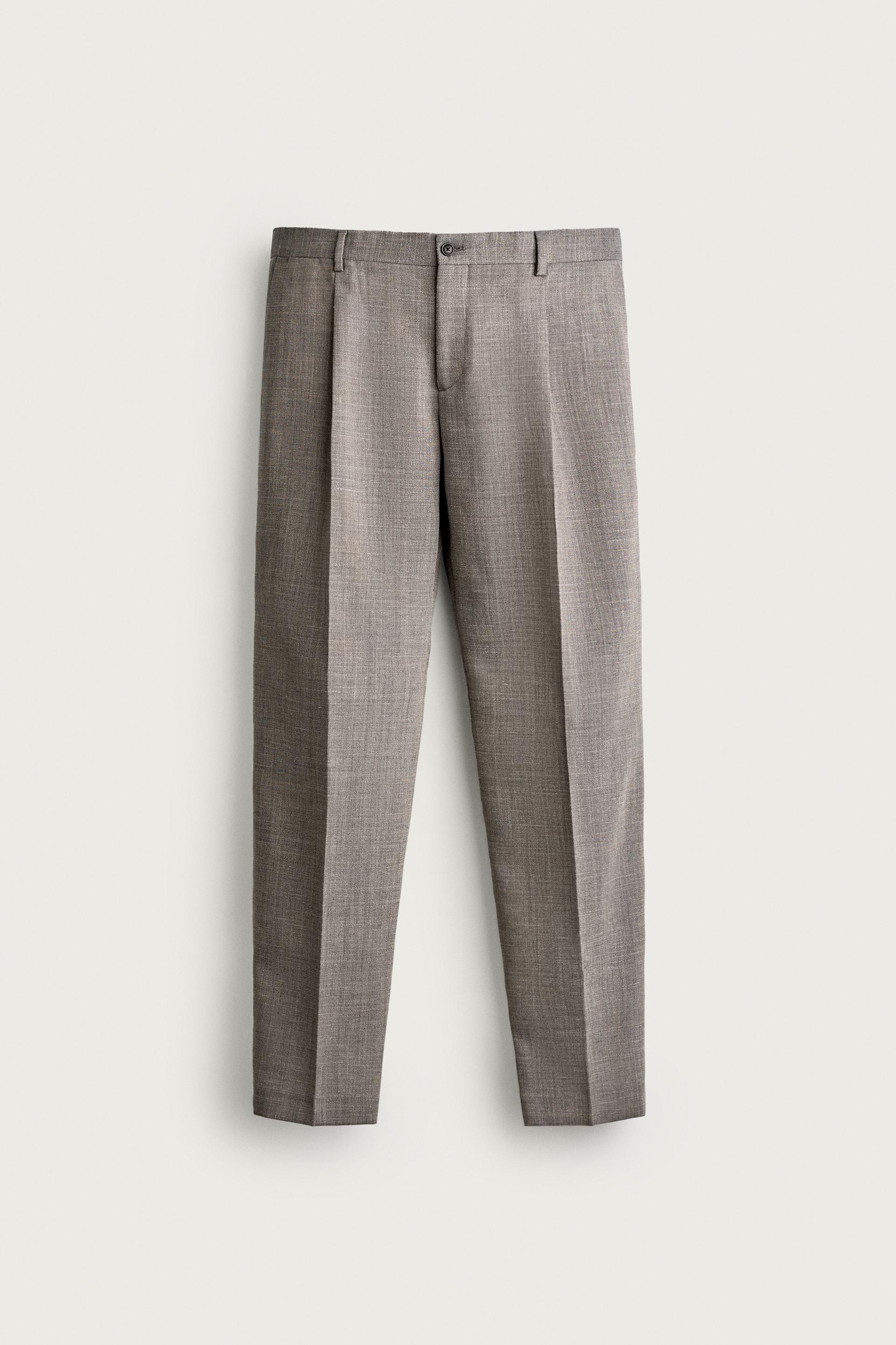 Zara Regular Fit Wool Suit Trousers — Grey