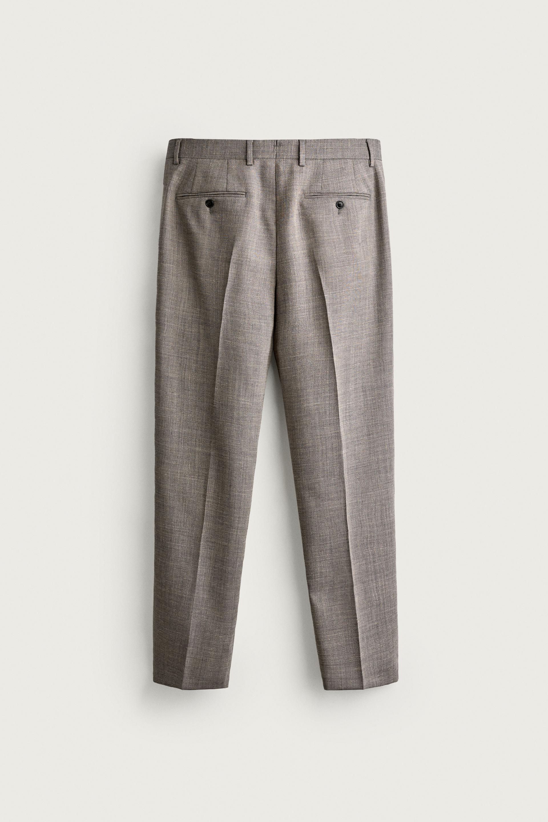 Zara Regular Fit Wool Suit Trousers — Grey