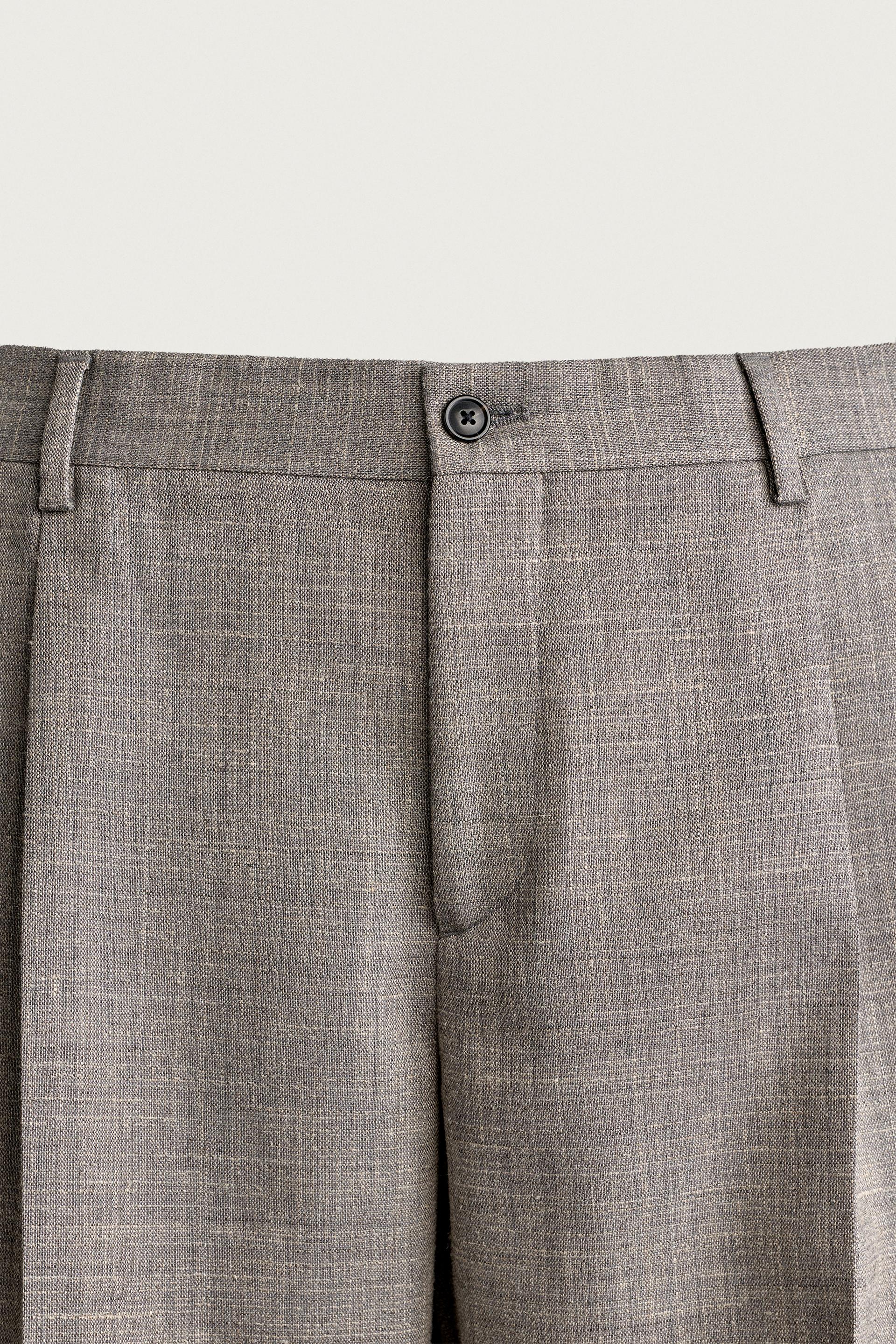 Zara Regular Fit Wool Suit Trousers — Grey