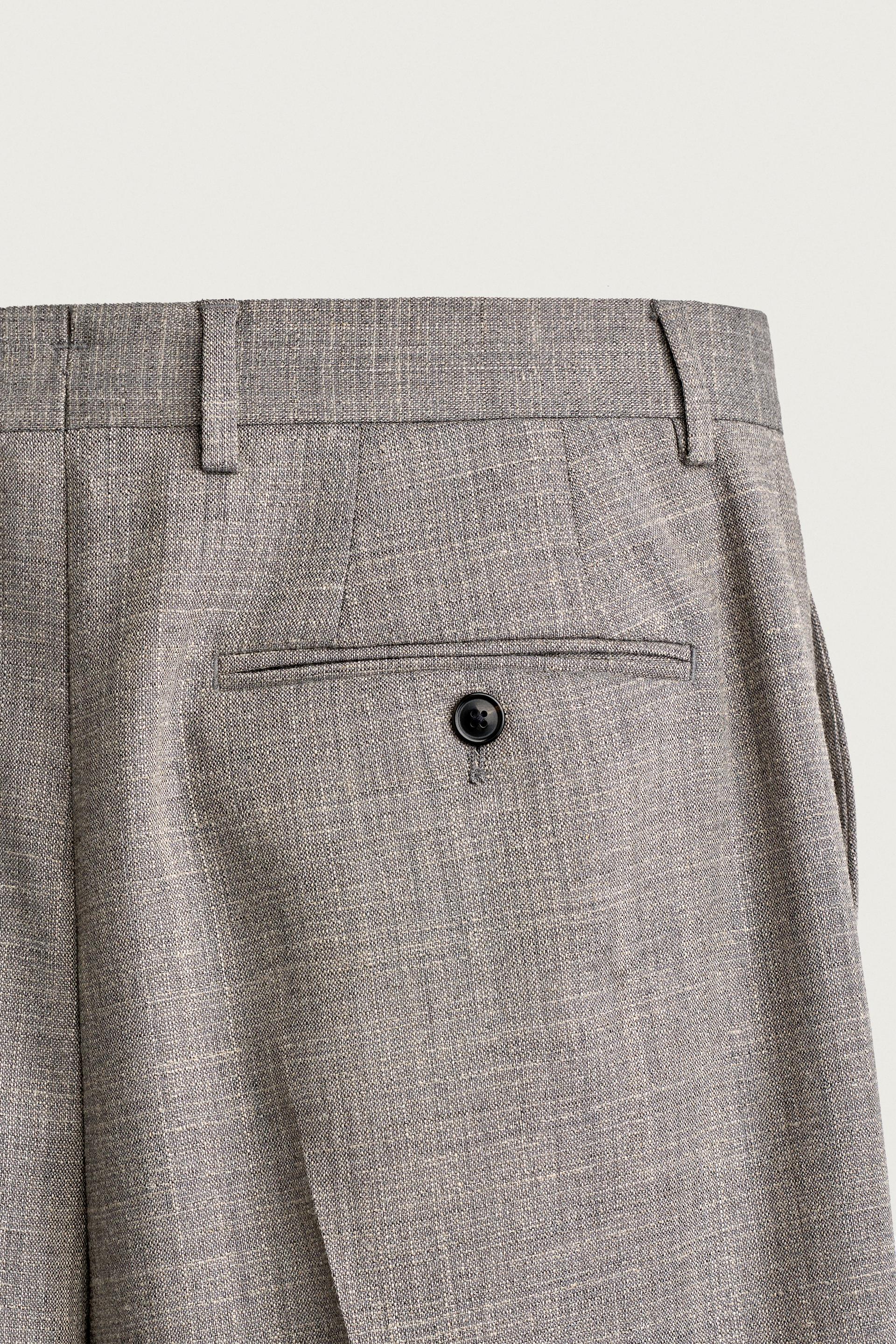 Zara Regular Fit Wool Suit Trousers — Grey