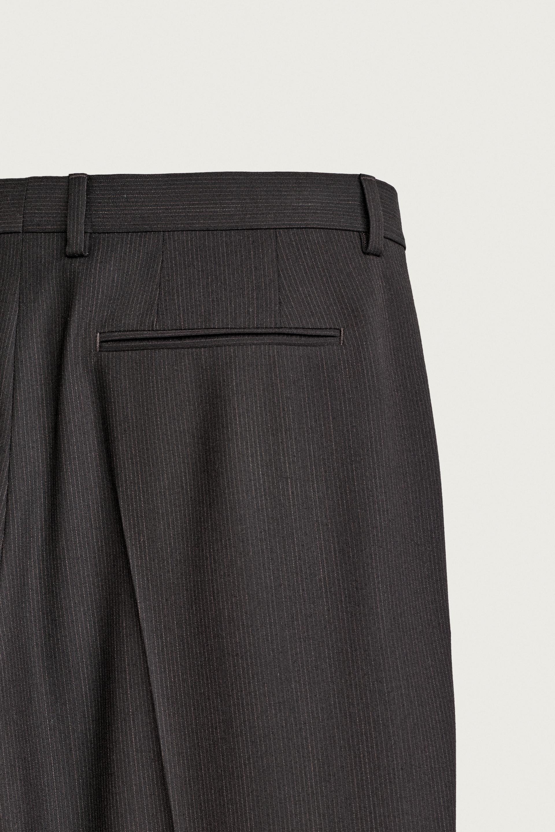 Zara Striped Tailored Trousers — Espresso