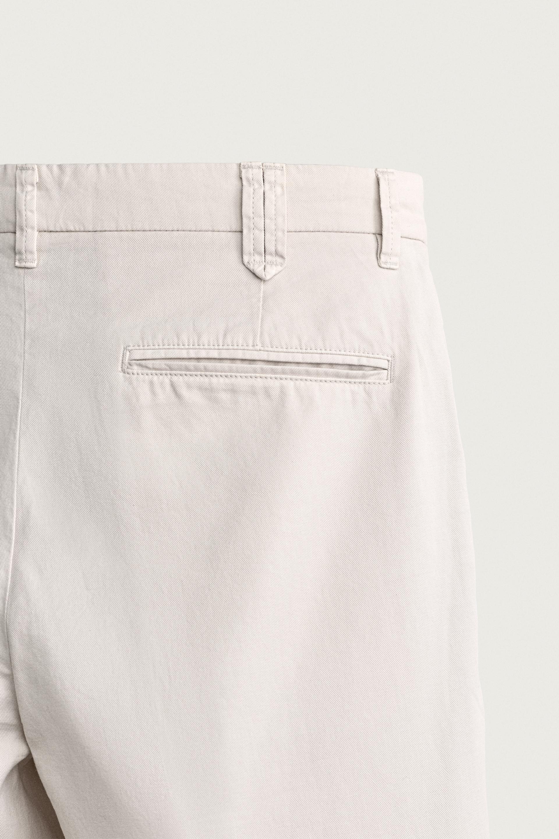Zara Relaxed Faded Cotton-Linen Trous — Beige