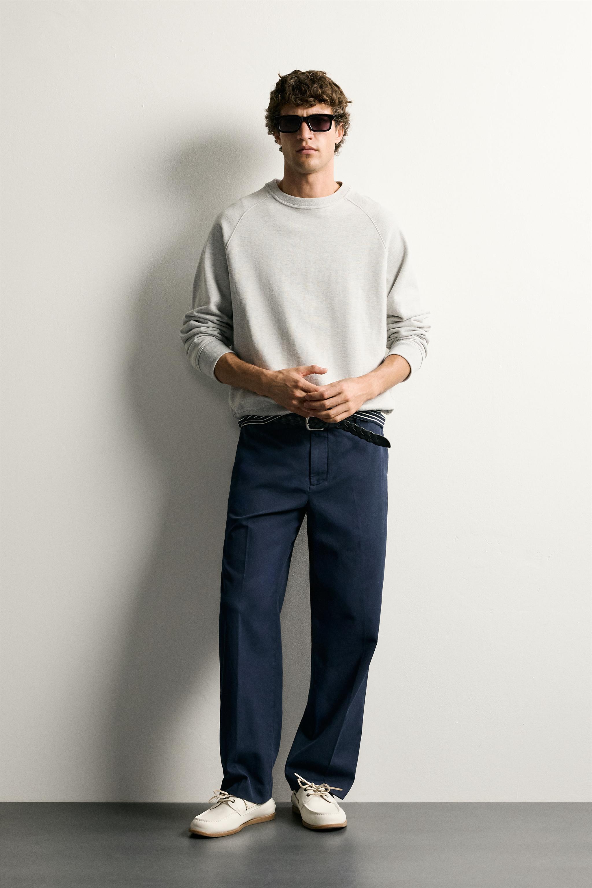 Zara Relaxed Faded Cotton-Linen Trous — Beige